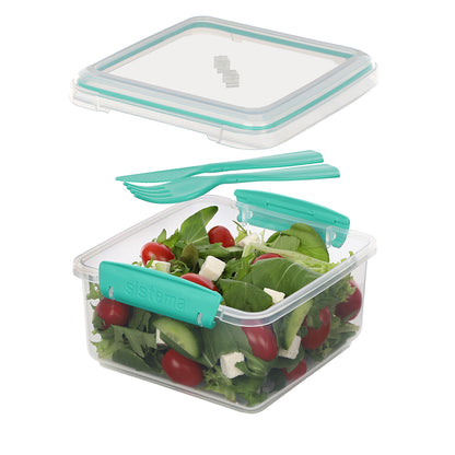 Sistema Lunch plus matlåda med 1 fack och bestick, 1,2L - Minty teal