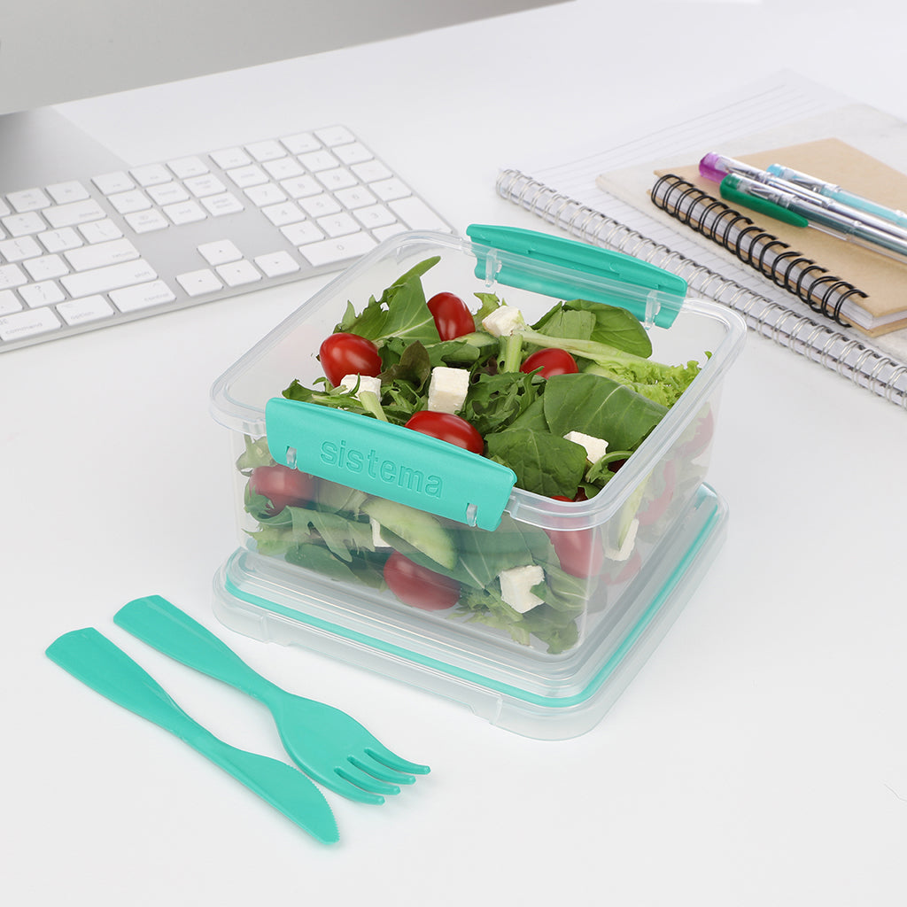 Sistema Lunch plus matlåda med 1 fack och bestick, 1,2L - Minty teal