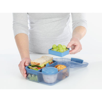 Sistema Bento Cube To Go, matlåda med 5 fack och en behållare - Mountain blue