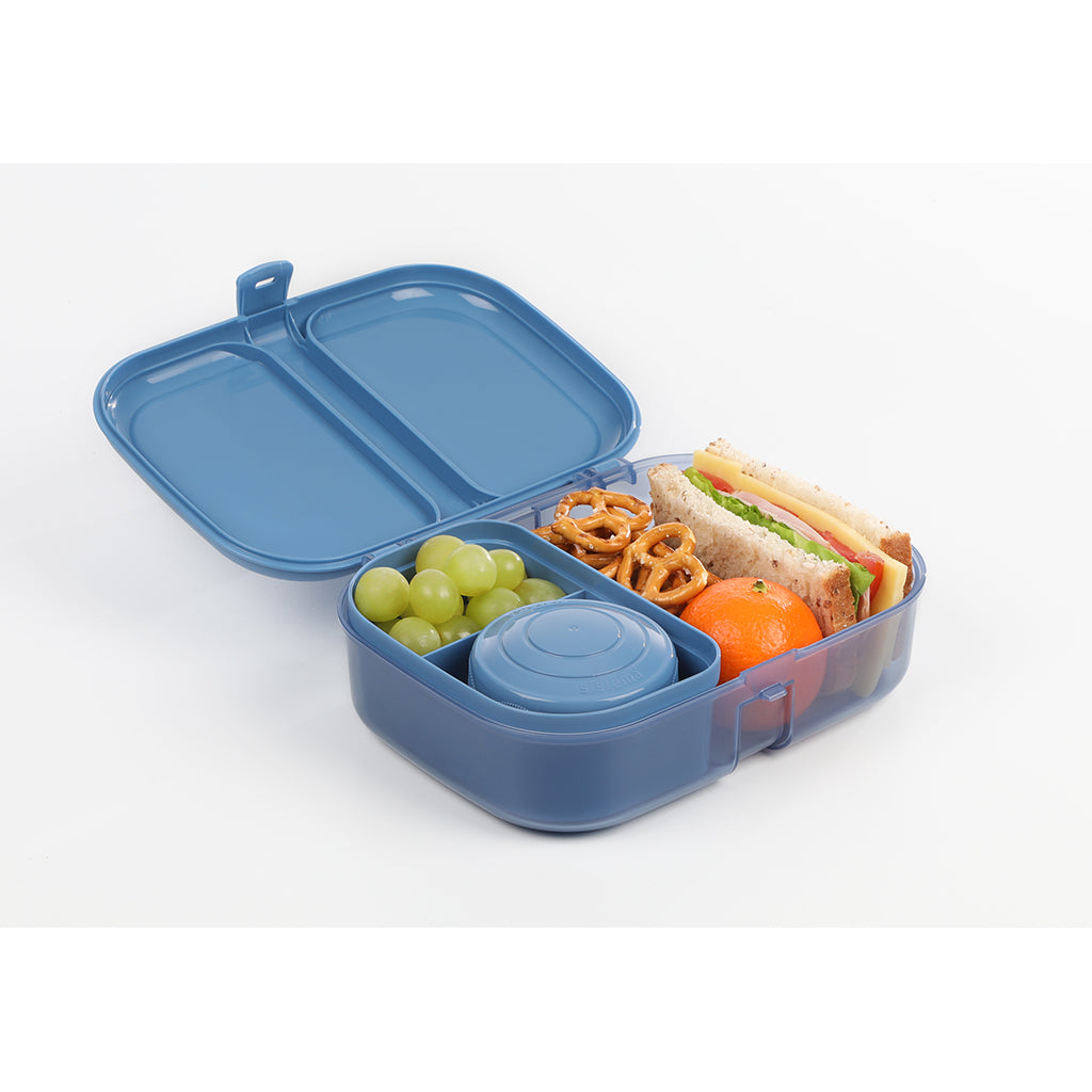 Sistema Bento Cube To Go, matlåda med 5 fack och en behållare - Mountain blue