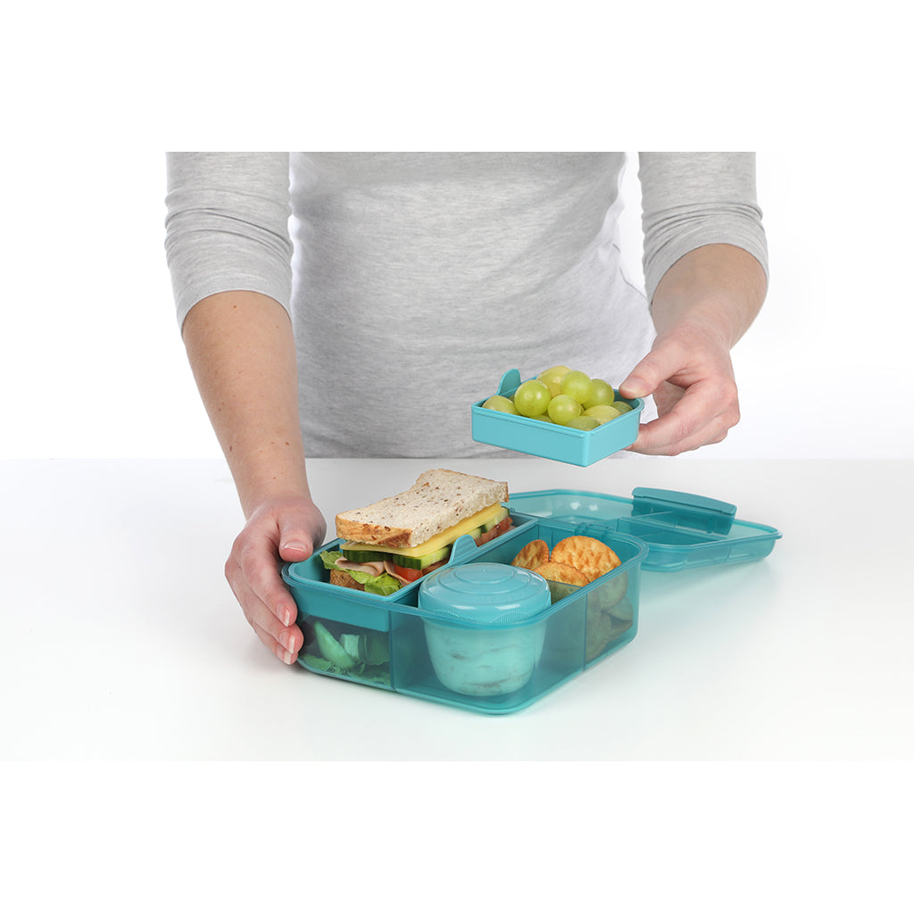 Sistema Bento Cube To Go, matlåda med 5 fack och en behållare - Teal stone