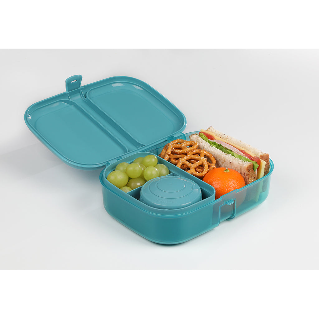 Sistema Bento Cube To Go, matlåda med 5 fack och en behållare - Teal stone