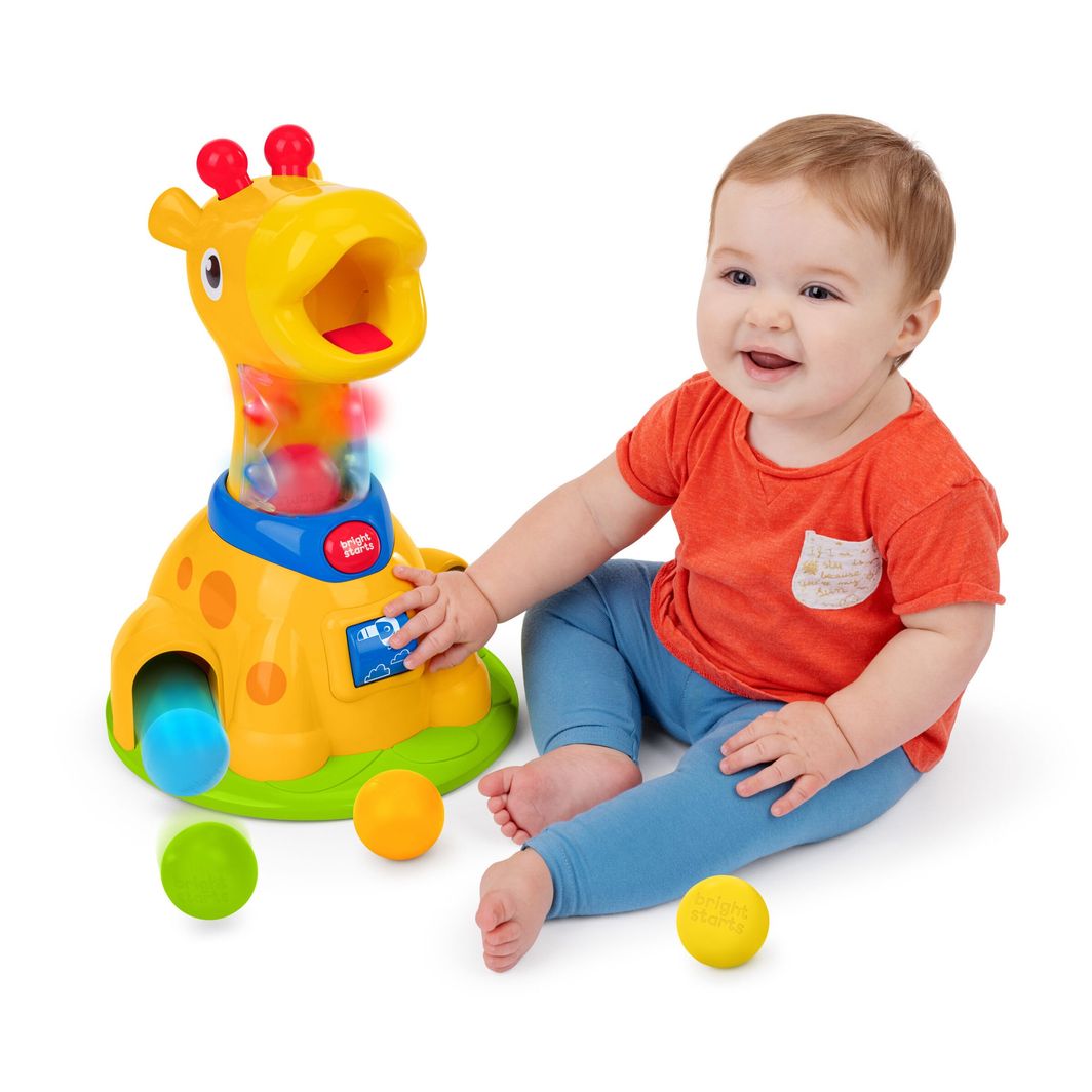 Bright Starts Babyleksak med ljus och ljud, Spinnin’ Spots Giraffe™ Bollspel