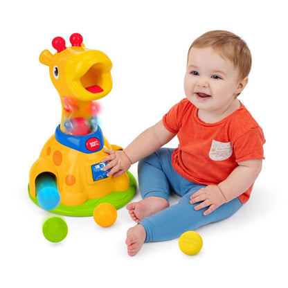 Bright Starts Babyleksak med ljus och ljud, Spinnin’ Spots Giraffe™ Bollspel