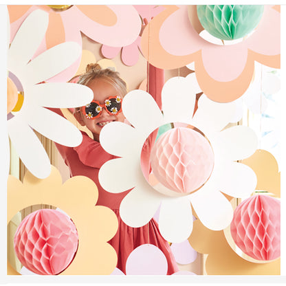 Meri Meri Papperstallrikar, Happy face flowers - 8 st.