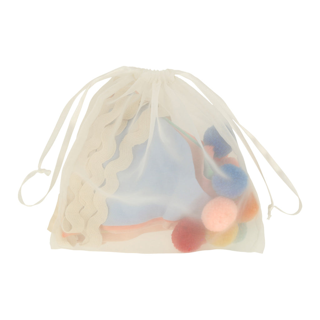 Meri Meri girlang, Pastellflaggkedja med små pom-poms 1,8 meter