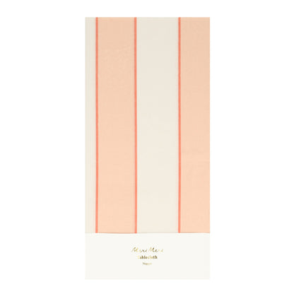 Meri Meri pappersduk, Peach stripe - 259 x 137 cm