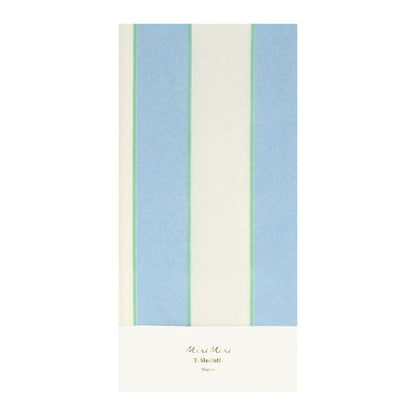 Meri Meri pappersduk, Pale blue stripe - 259 x 137 cm
