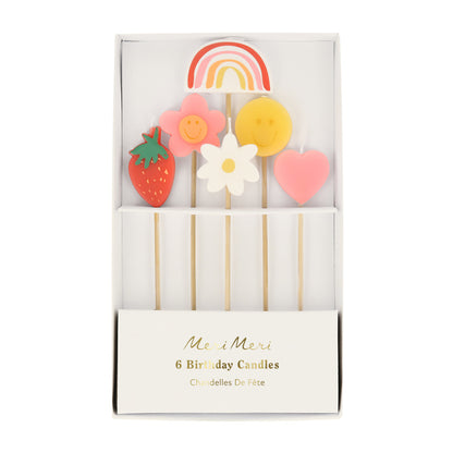 Meri Meri tårtljus, Happy face icon - 6 st