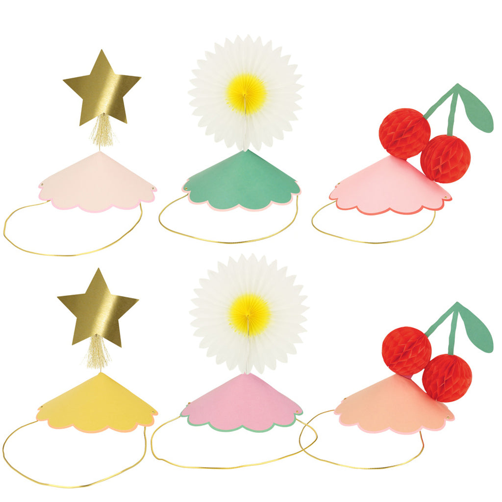 Meri Meri partyhattar, Happy icons party hats - 6 st.