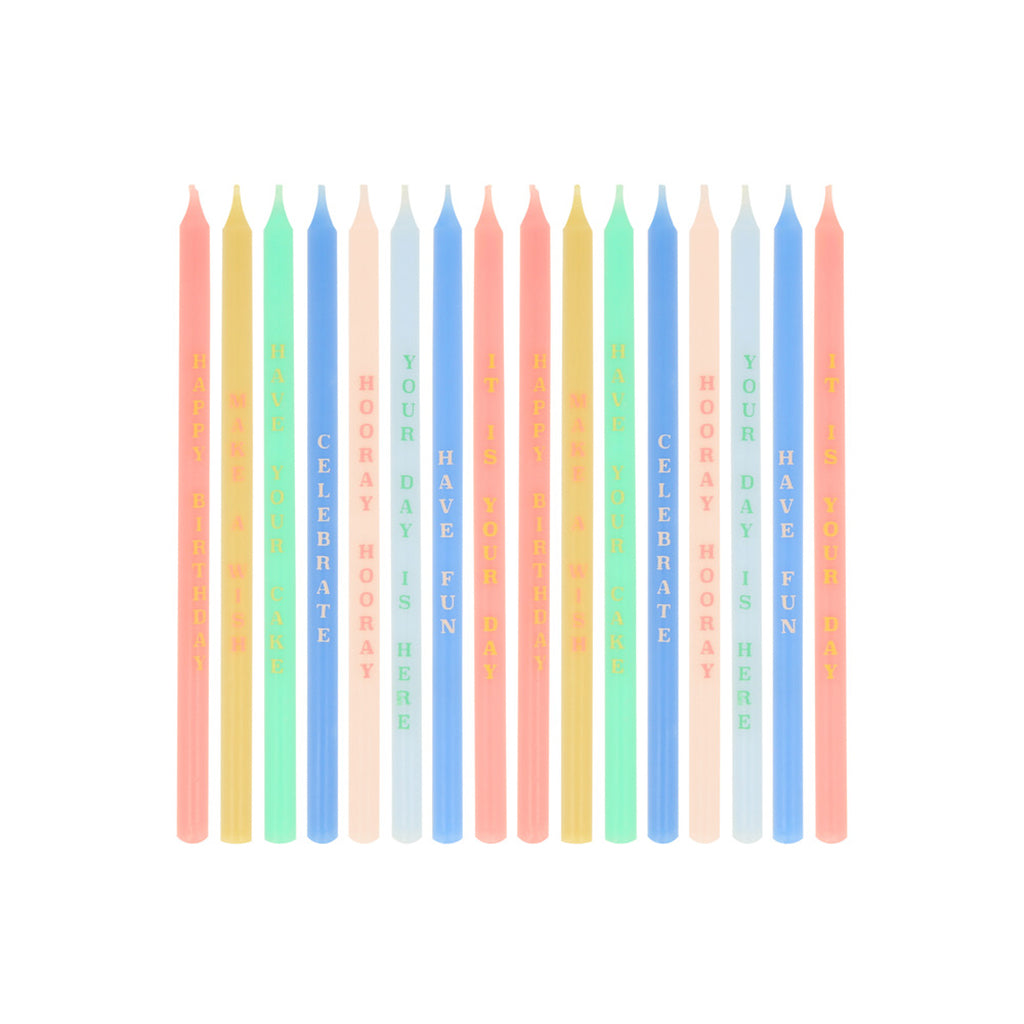 Meri Meri tårtljus med festfraser - 16 st