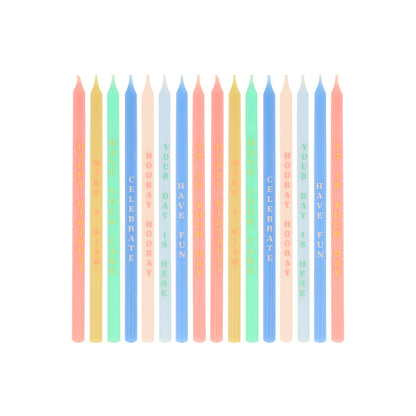 Meri Meri tårtljus med festfraser - 16 st