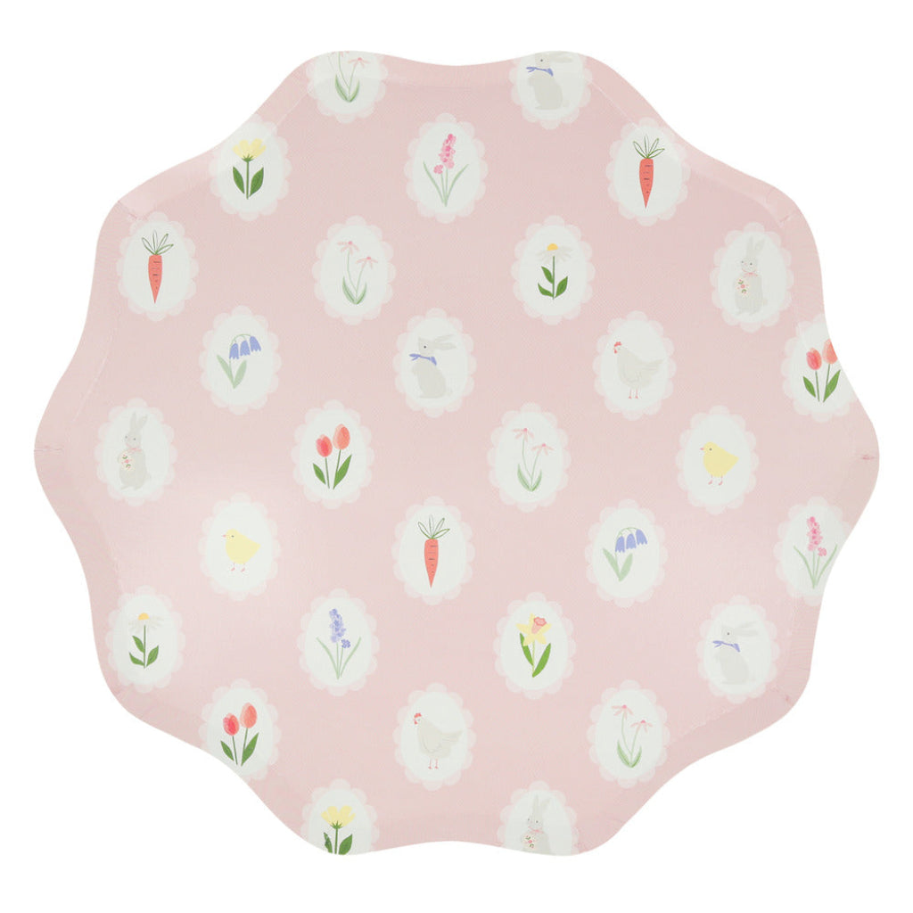 Meri Meri papptallrikar, påsk, Str. L, Easter cameo - 8 st.