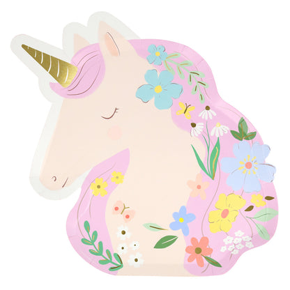 Meri Meri papperstallrikar, Meadow unicorns - 8 st.