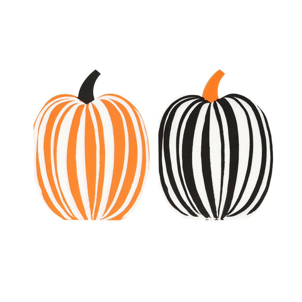 Meri Meri servietter, Halloween, Stribet græskar - 16 stk.
