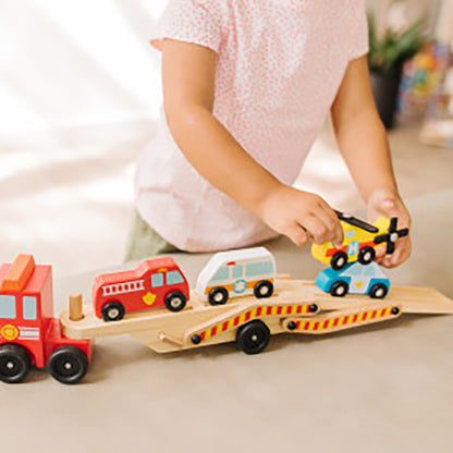 Melissa &amp; Doug Träleksaksbilar, Biltransport med räddningsfordon