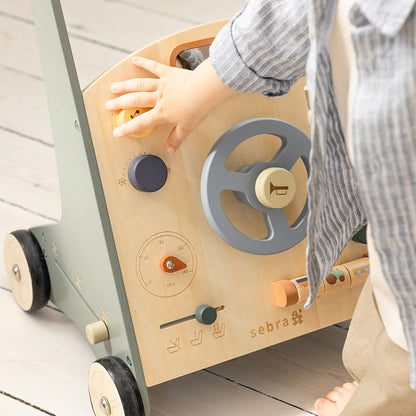 Sebra Gåvagn i trä med aktiviteter, Bil