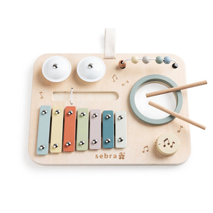 Sebra Aktivitetsbräda i trä med musik