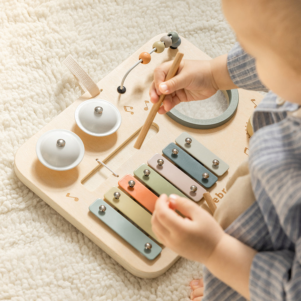 Sebra Aktivitetsbräda i trä med musik