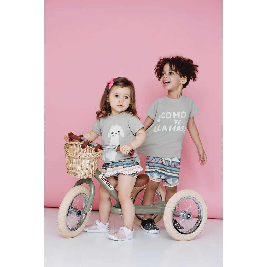 Trybike trehjuling balanscykel, vintage green med retrostil