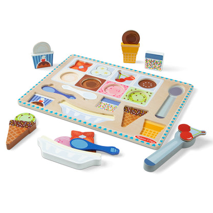 Melissa &amp; Doug 2-i-1 lekset, Magnetiskt pussel och leksaksmat - Ice cream