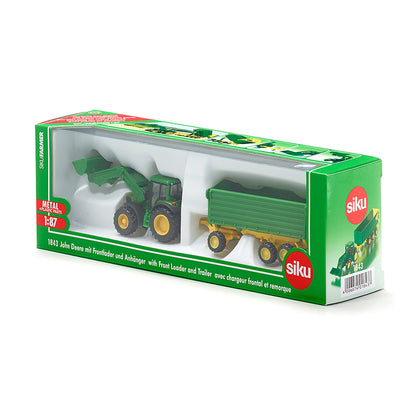 Siku John Deere Frontlæsser med Släp, 1:87