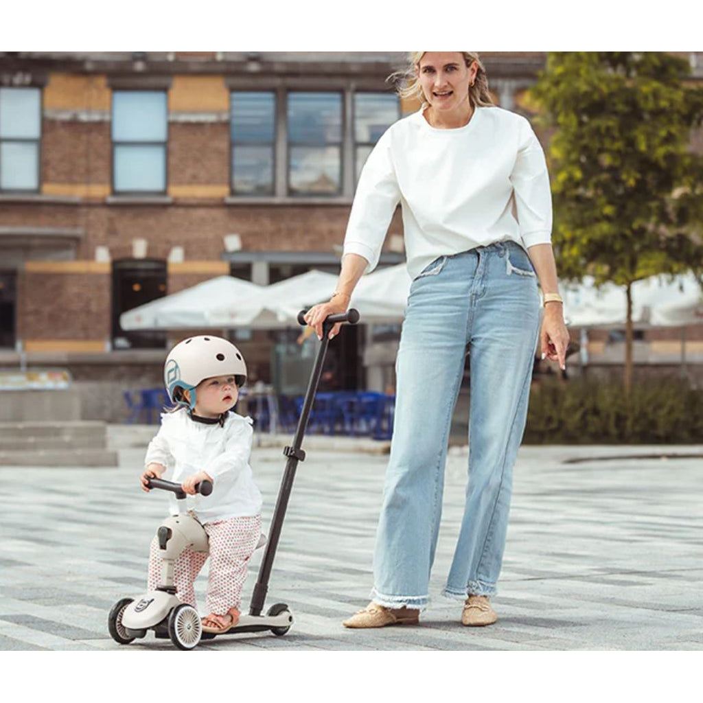 Scoot and Ride, Highway Kick 1, Push &amp; Go sparkcykel med skjutstång - Ash