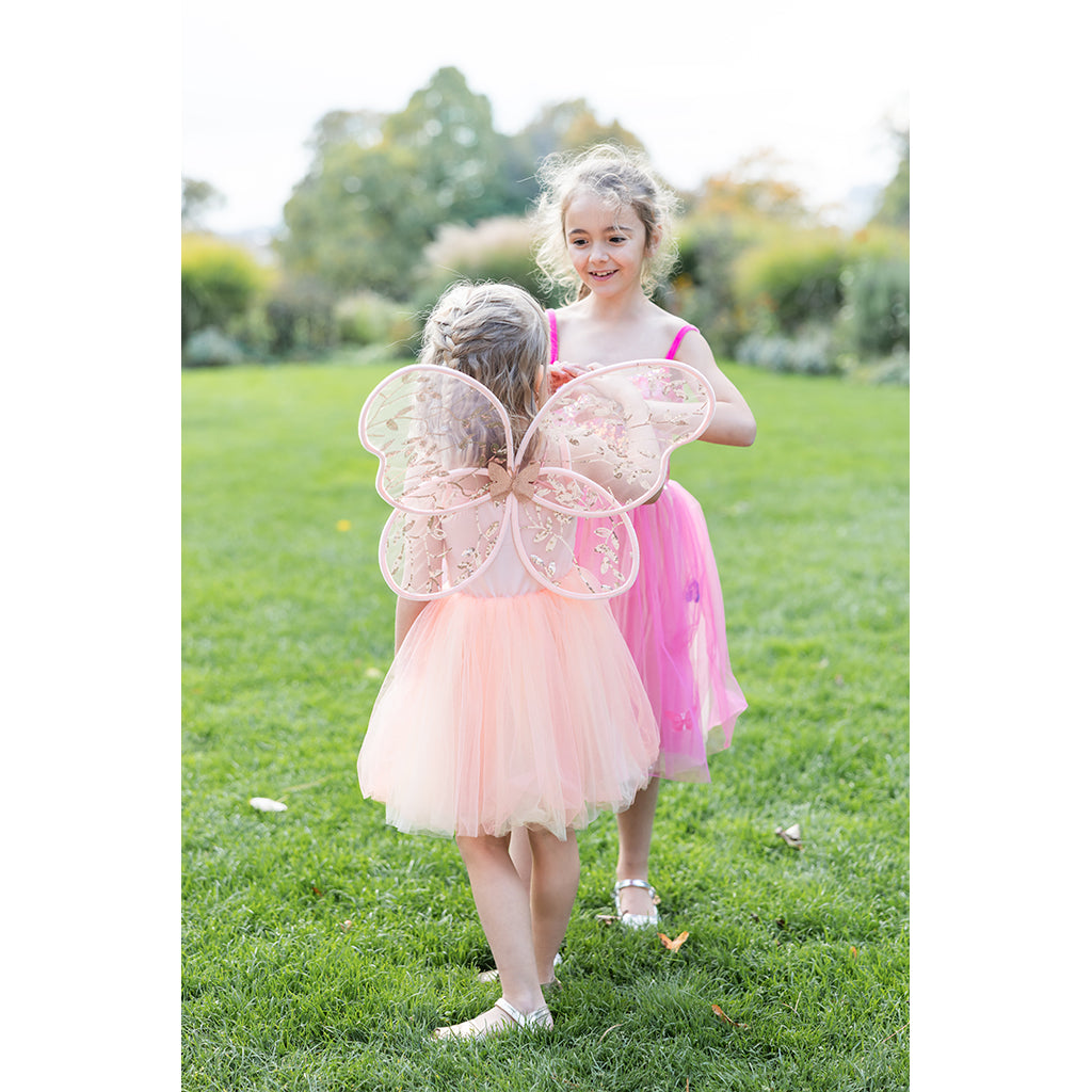 Great Pretenders utklädningskläder, Fjärilsklänning, Peach - strl. 2-6 år
