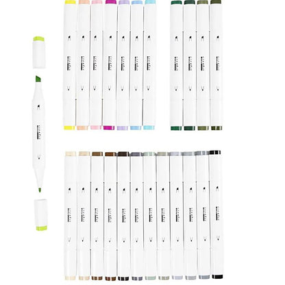 Illustration Marker, dubbel, linje 1 + 8 mm, 24 st. - Pastellfärger, standardfärger