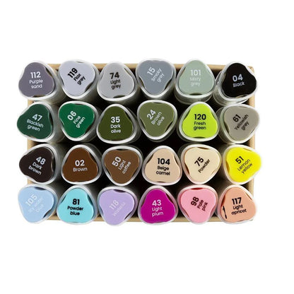 Illustration Marker, dubbel, linje 1 + 8 mm, 24 st. - Pastellfärger, standardfärger