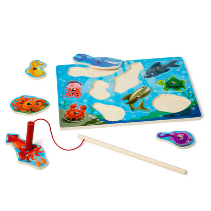Melissa &amp; Doug Magnetisk träpussel med fiskespö, 10 bitar