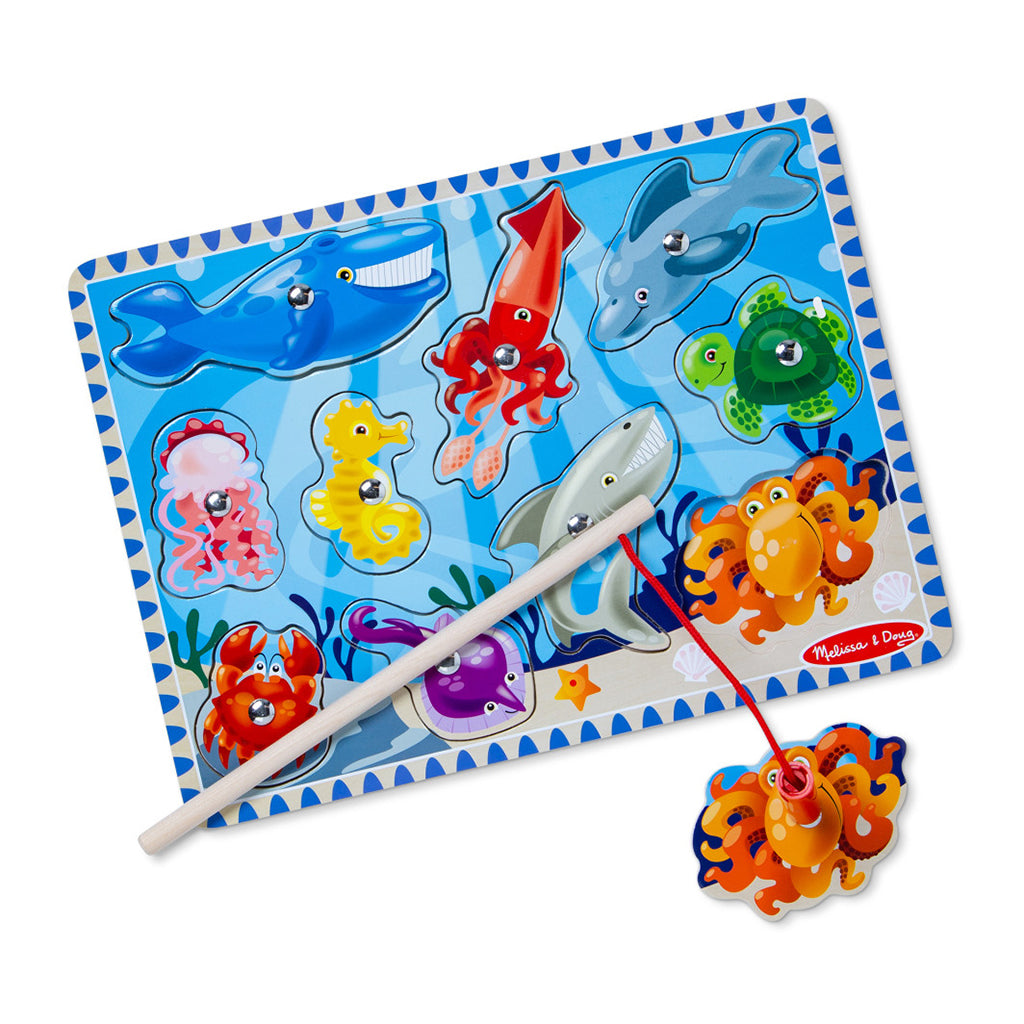 Melissa &amp; Doug Magnetisk träpussel med fiskespö, 10 bitar