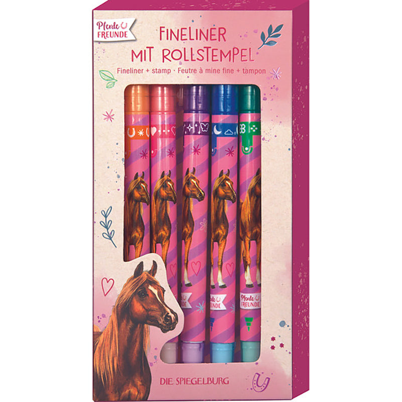 Spiegelburg-fineliners med rullstämpel, 5 st., Hästvänner