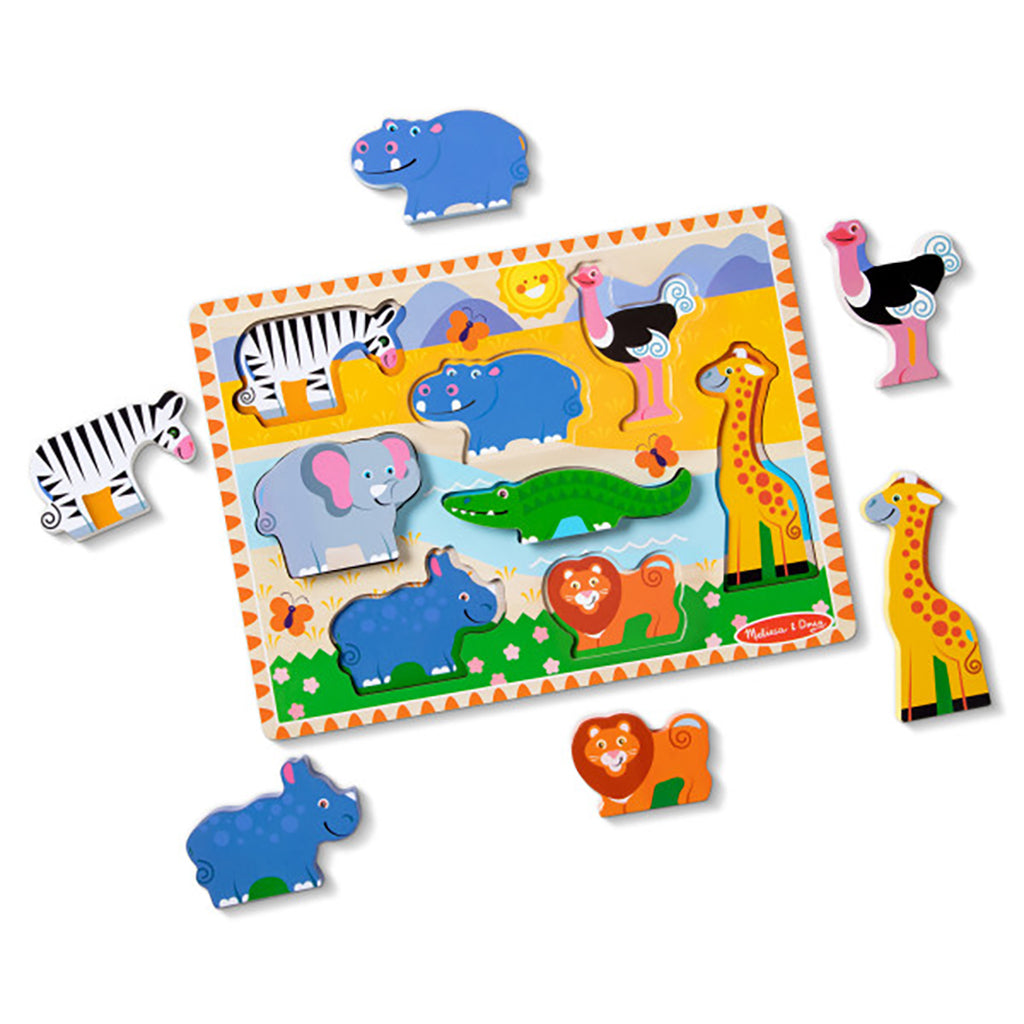 Melissa &amp; Doug Träpussel med stora bitar, Safari - 8 bitar