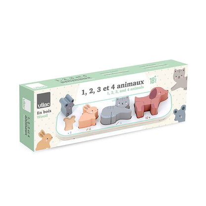 Vilac Pussel med 10 bitar - Fyra djur
