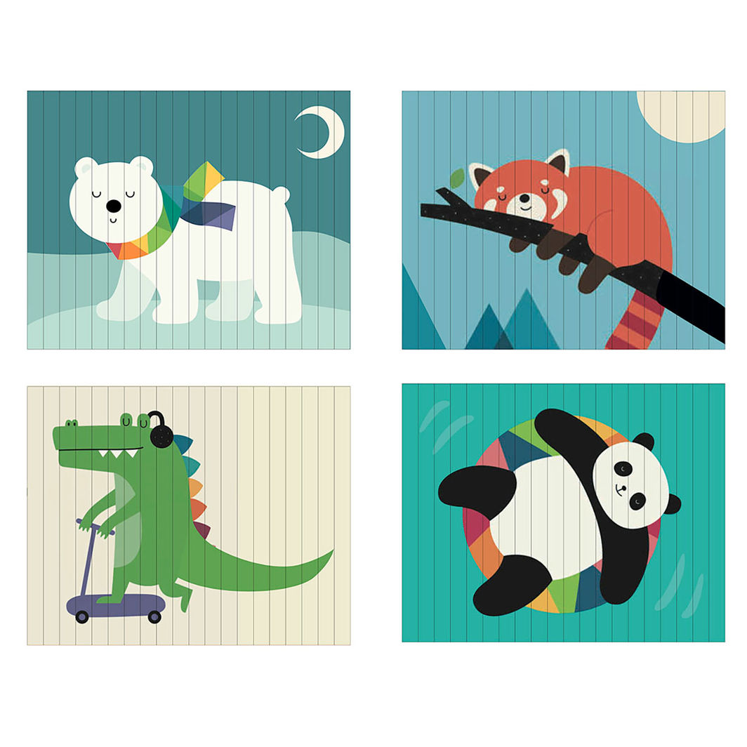 Vilac Agamografiskt pussel med 20 bitar, 4-dimensionell design - Djur