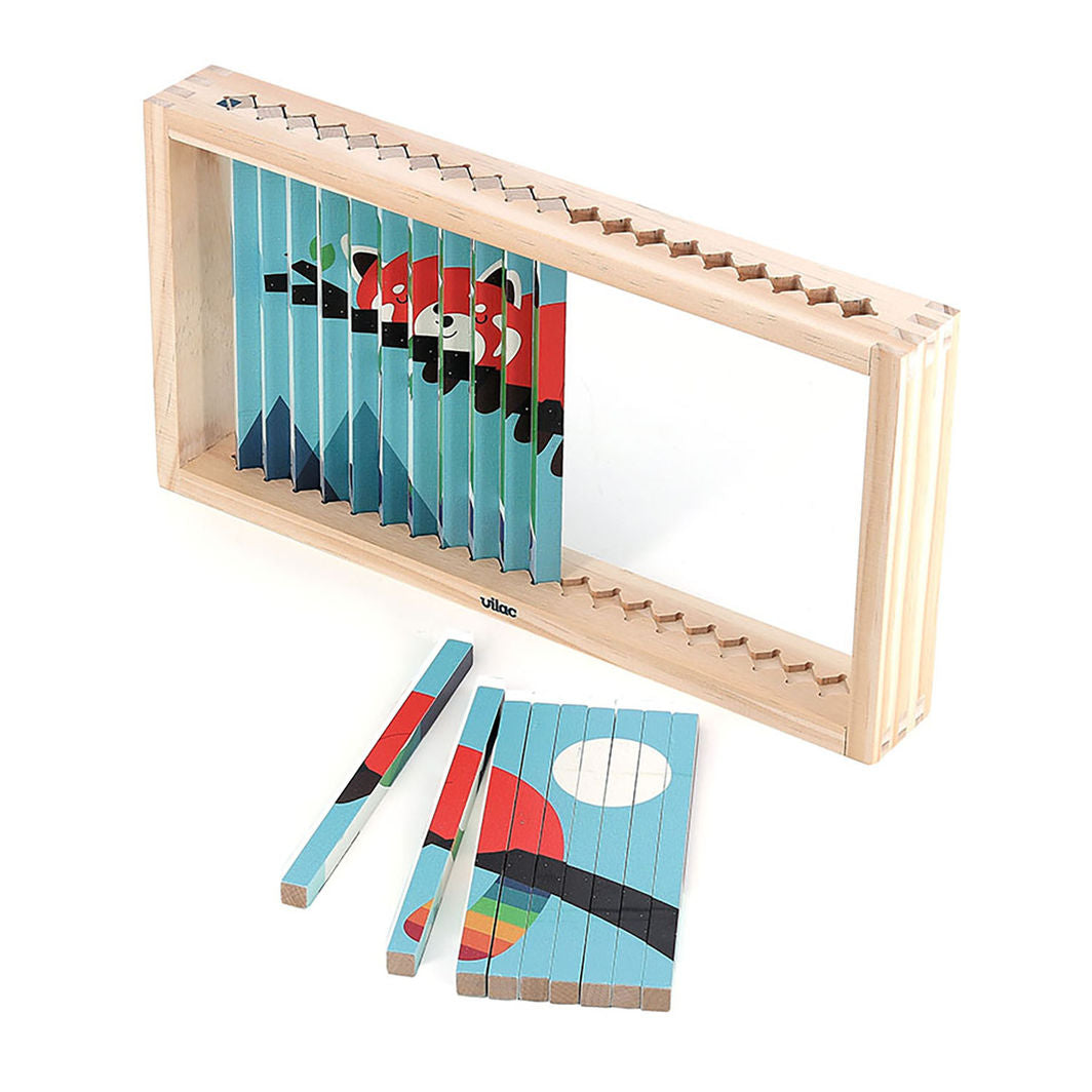 Vilac Agamografiskt pussel med 20 bitar, 4-dimensionell design - Djur