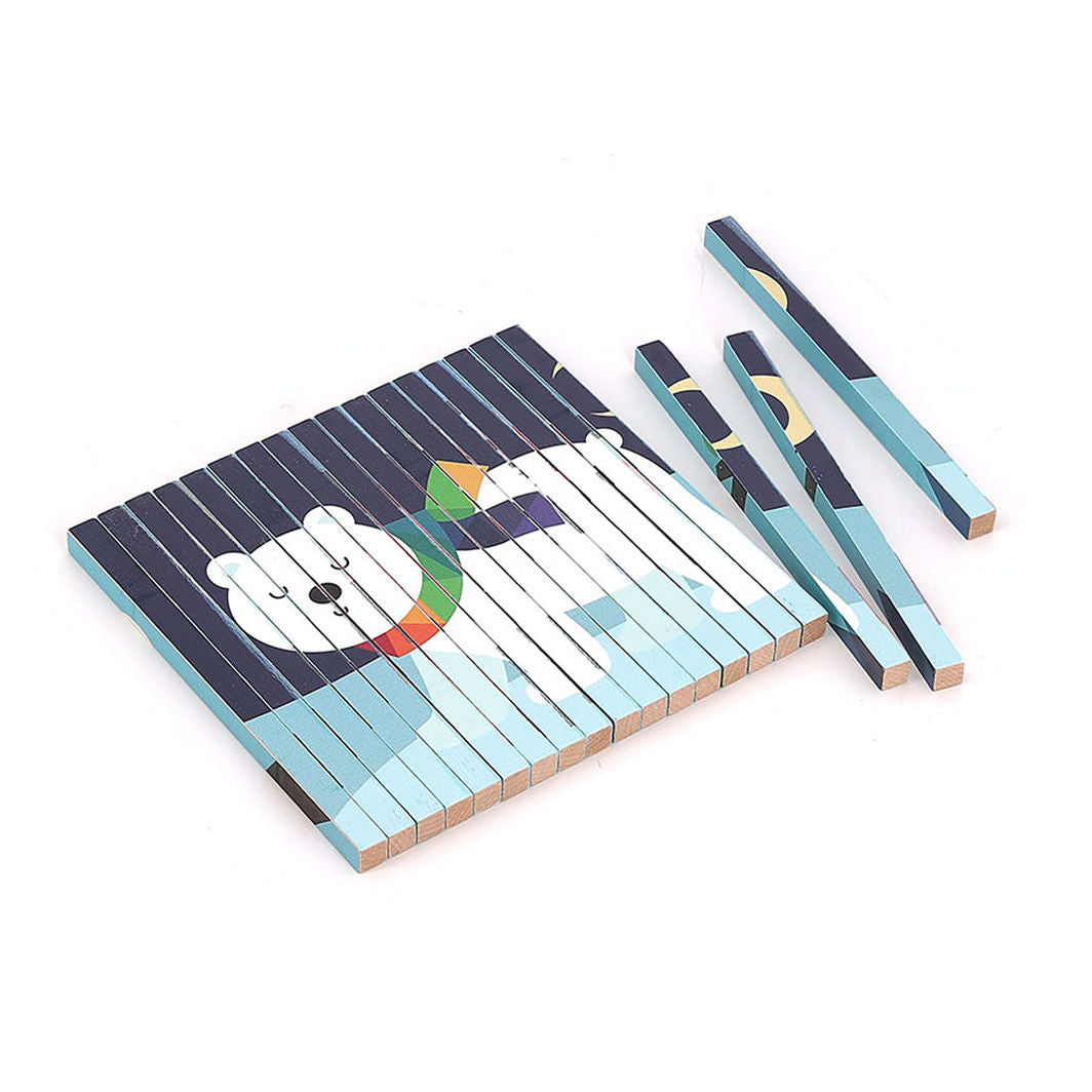 Vilac Agamografiskt pussel med 20 bitar, 4-dimensionell design - Djur