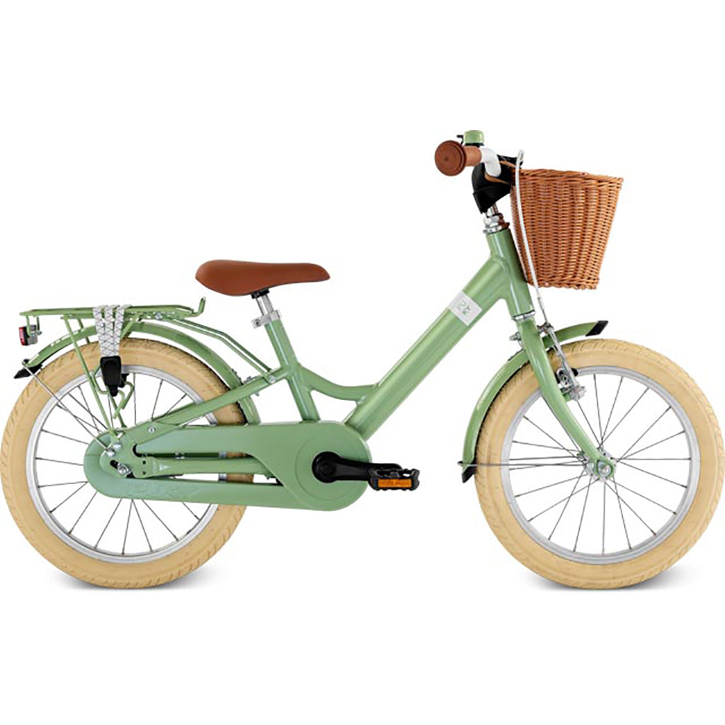 Puky Youke Classic cykel m. håndbremse og cykelkurv, 16&quot; - Retro green - Fra 4 år