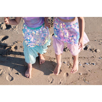 Great Pretenders utklädningskläder, Bling bling sjöjungfrukjol och hårklämmor, mint – Str. 4-6 år