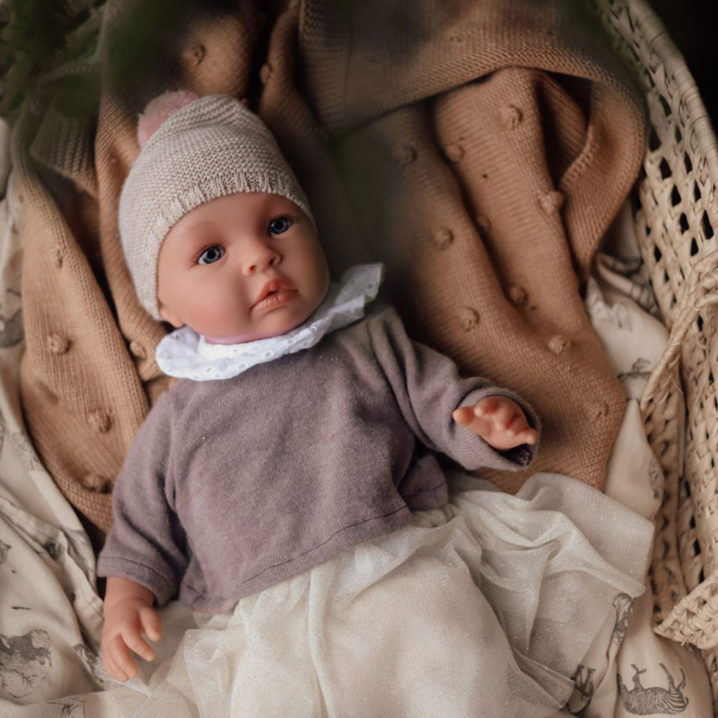 Así dockkläder för babydocka, strl. 46 cm, stickad mössa - Soft rose