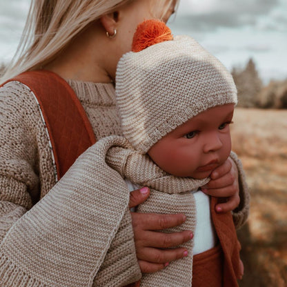 Así dockkläder för babydocka, strl. 46 cm, stickad mössa - Rust