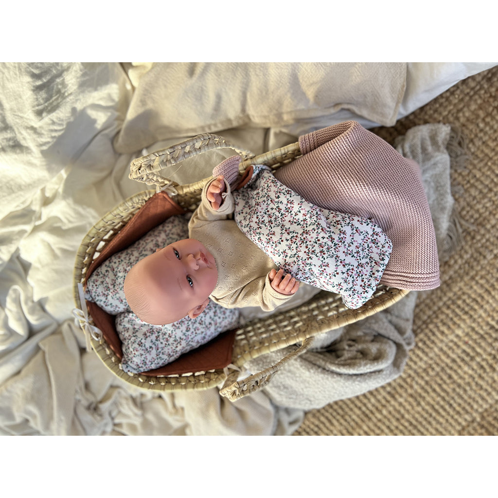 Así docktillbehör, Docklift i flätat - Blommigt mönster rost/grön