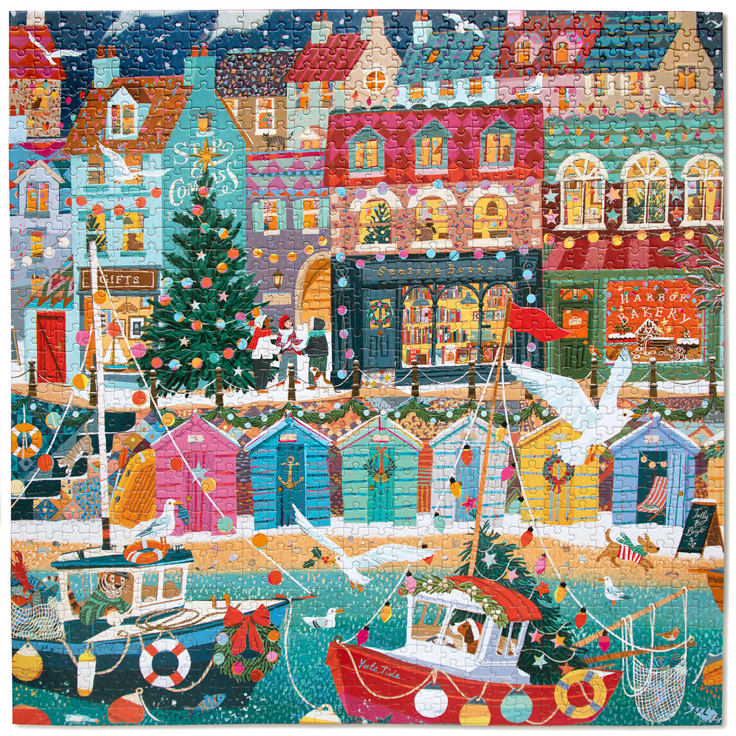 eeBoo Puslespil 1000 brk, English Seaside Christmas
