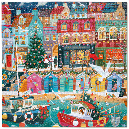 eeBoo Puslespil 1000 brk, English Seaside Christmas
