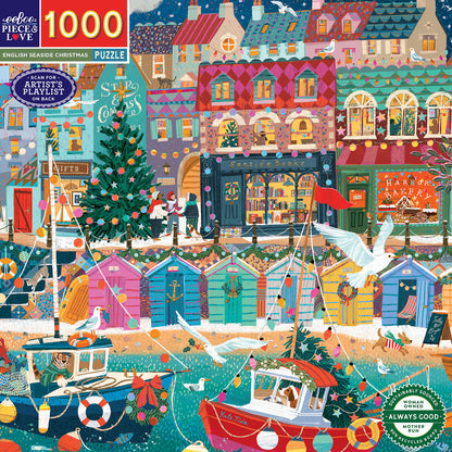 eeBoo Puslespil 1000 brk, English Seaside Christmas