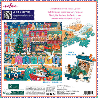 eeBoo Puslespil 1000 brk, English Seaside Christmas