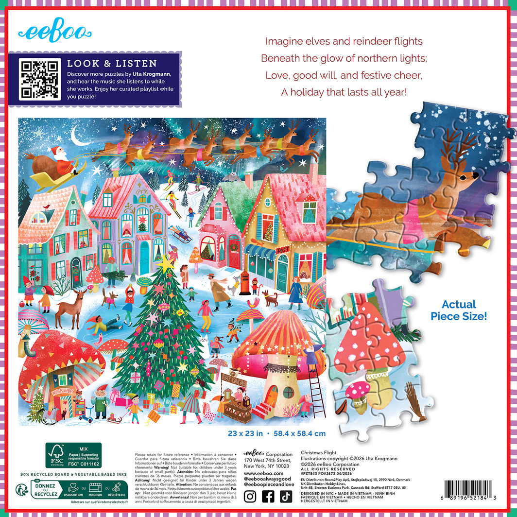 eeBoo Puslespil 1000 brk, Christmas Flight