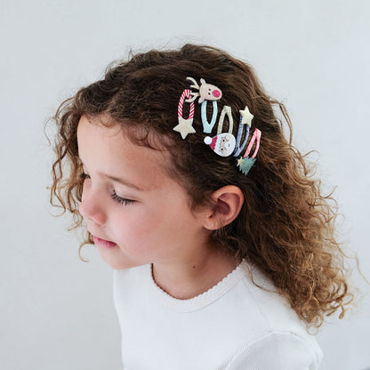 Mimi &amp; Lula - 5 hårspännen - Mini Santa Christmas