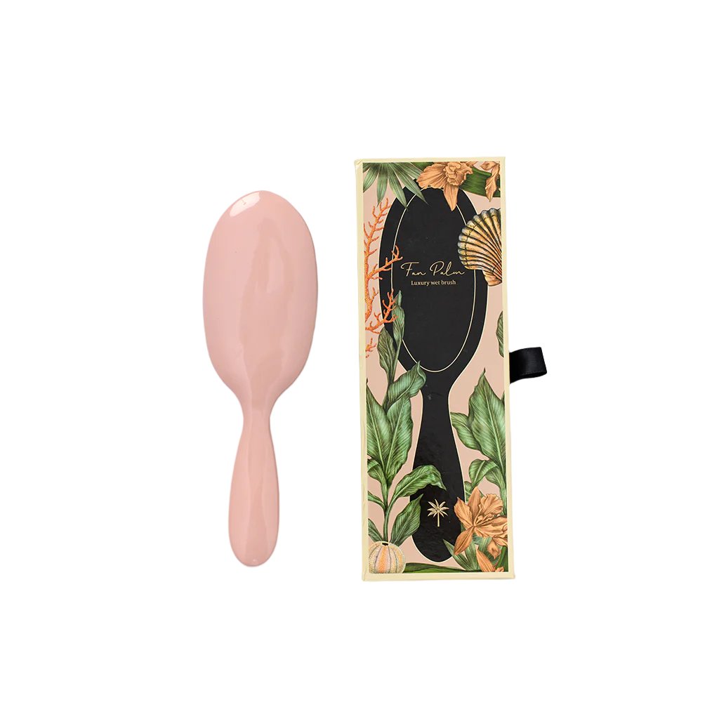 Fan Palm hårborste, Beach Rose Wet Brush, Rosa med glitter - Medium